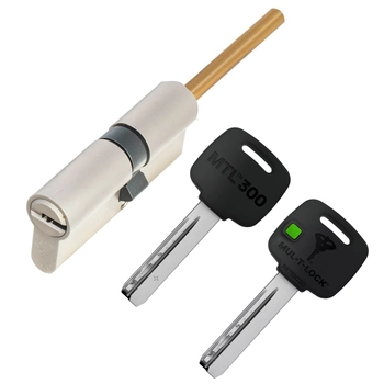 Цилиндровый механизм ключ-длинный шток Mul-T-Lock (Светофор) MTL300 84 mm (48+10+26) никель + флажок