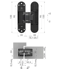 Купить Петля Armadillo (Армадилло) скрытой установки U3D3300.TG по цене 1`210 руб. в Москве