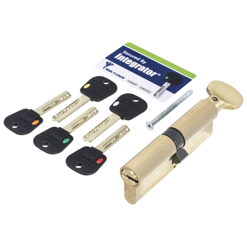 Цилиндровый механизм ключ-вертушка Mul-T-Lock (Светофор) Integrator 86 mm (48+10+28) латунь + флажок