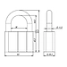 Замок Ajax (Аякс) навесной PD-4070 (PD-40-70) 3 fin key, схема