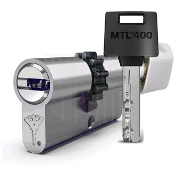 Цилиндровый механизм ключ-вертушка Mul-T-Lock (Светофор) MTL400 105 mm (65+10+30) никель + шестерня