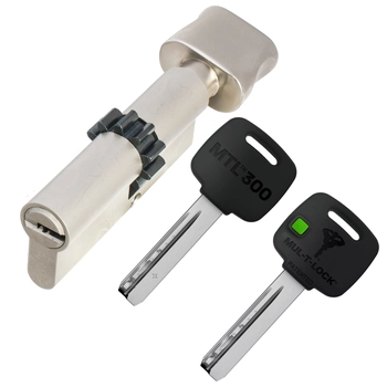 Цилиндровый механизм ключ-вертушка Mul-T-Lock (Светофор) MTL300 81 mm (38+10+33) никель + шестерня