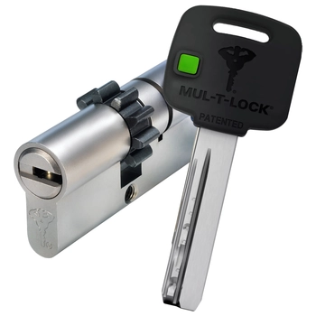 Цилиндровый механизм ключ-ключ Mul-T-Lock (Светофор) MTL300 140 mm (65+10+65) никель + шестерня