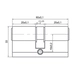 Цилиндр Renz 60 мм К-К, компьютерный ключ INCC 60, схема