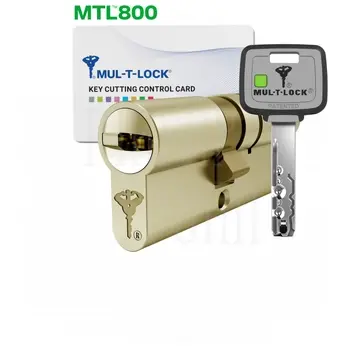 Цилиндровый механизм ключ-ключ Mul-T-Lock (Светофор) MTL800 115 mm (50+10+55) латунь + флажок