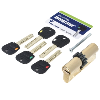 Цилиндровый механизм ключ-ключ Mul-T-Lock (Светофор) Integrator 80 mm (35+10+35) латунь + шестерня