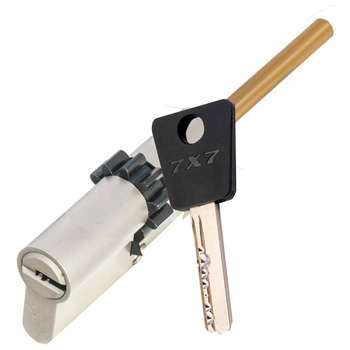 Цилиндровый механизм ключ-длинный шток Mul-T-Lock 7x7 62 mm (26+10+26) никель + шестерня