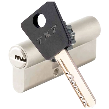 Цилиндровый механизм ключ-ключ Mul-T-Lock 7x7 62 mm (26+10+26) никель + шестерня