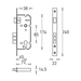 Замок врезной с цилиндром ADDEN BAU LOCK 4585 5-60B D, схема