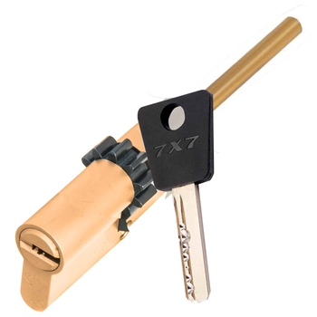 Цилиндровый механизм ключ-длинный шток Mul-T-Lock 7x7 81 mm (45+10+26) латунь + шестерня