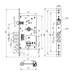 Замок врезной Fuaro (Фуаро) сувальдный с защёлкой V25/S-60.85.3R16 4 кл., схема