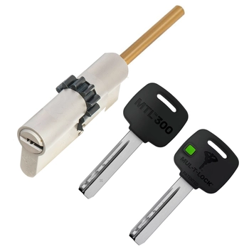 Цилиндровый механизм ключ-длинный шток Mul-T-Lock (Светофор) MTL300 62 mm (26+10+26) никель + шестерня