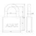 Замок Ajax (Аякс) навесной PD-3060 (PD-30-60) 3 фин. кл. , схема