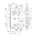 Замок Cisa (Чиза) врезной двухсистемный NEW CAMBIO FACILE 57.986.48 (тех. упаковка) ключ 64 мм, схема