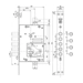 Замок Mottura (Моттура) врезной сувальдный 52.J505M-D MyKey (правый) ключ 60 мм, схема