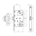 Защелка Ajax (Аякс) врезная PLASTLP96WC-50, схема