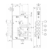 Замок врезной Mottura (Моттура) сувальдный с защёлкой 52.J535M-S MyKey (левый), схема