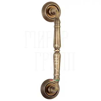 Ручка дверная скоба Extreza 'Petra' (Петра) 250 мм (205 мм) на круглых розетках R05 матовая бронза