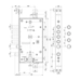 Замок Mottura (Моттура) врезной двухсистемный 54.Y787-D MyKey (правый) (накладки 95.323-95.324 CR), ключ 60 мм, схема